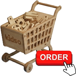 Wooden STEM kit shopping cart with an order button